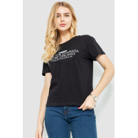 Футболка женская с принтом, цвет черный, 221R3006