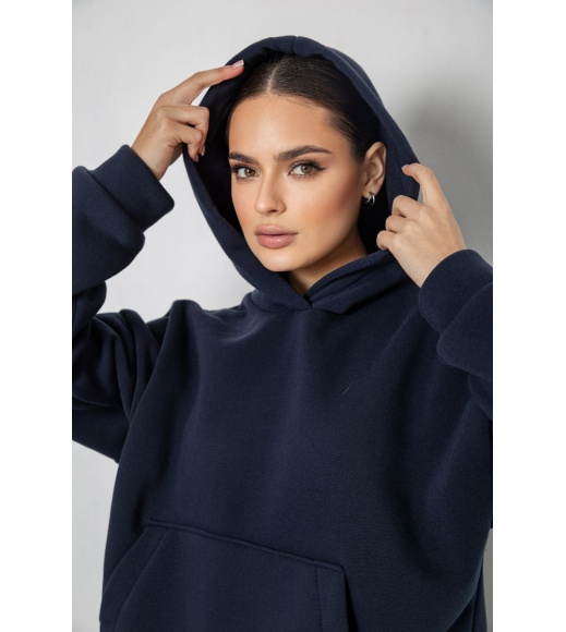 Спортивный костюм женский на флисе, цвет темно-синий, 177R055