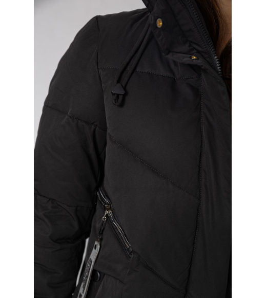 Пуховик женский удлиненный, цвет черный, 243R335