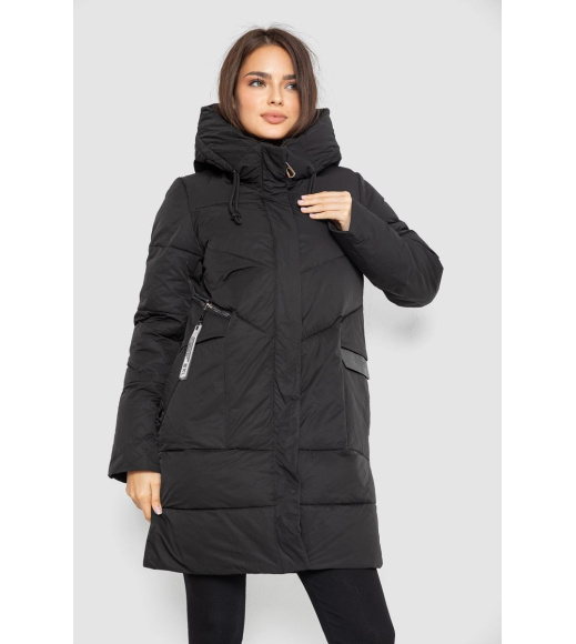 Пуховик женский удлиненный, цвет черный, 243R335