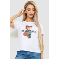 Футболка женская с принтом, цвет белый, 221R3016