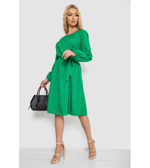 Платье в горох софт, цвет зелено-черный, 214R0226-11