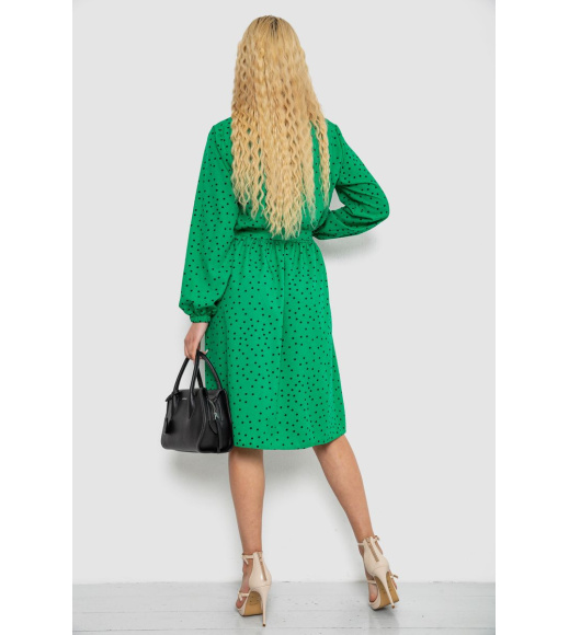 Платье в горох софт, цвет зелено-черный, 214R0226-11