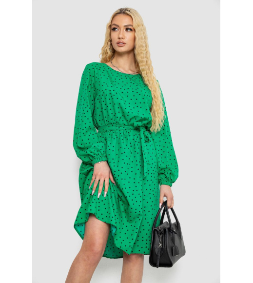 Платье в горох софт, цвет зелено-черный, 214R0226-11