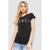 Футболка женская с принтом, цвет черный, 221R3059