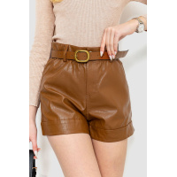 Шорты женские экокожа, цвет коричневый, 186R5222
