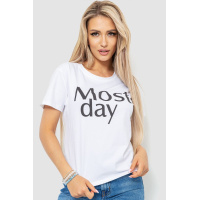 Футболка женская с принтом, цвет белый, 221R3011