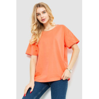 Футболка женская однотонная, цвет коралловый, 221R006