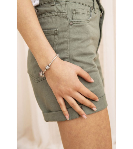 Джинсовые женские шорты свободные, цвет Хаки, 164R2107