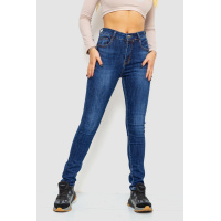 Джинсы женские с потертостями, цвет синий, 214R1413