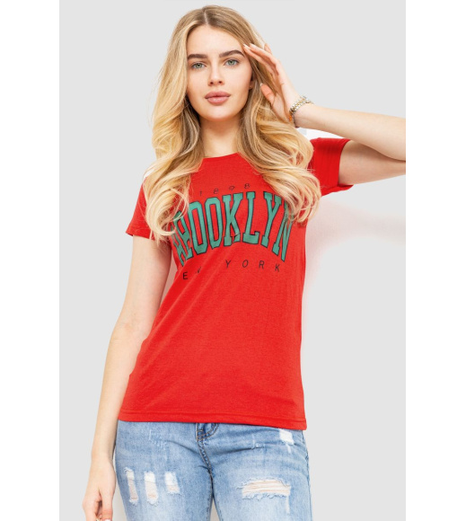 Футболка женская с принтом, цвет красный, 221R3061