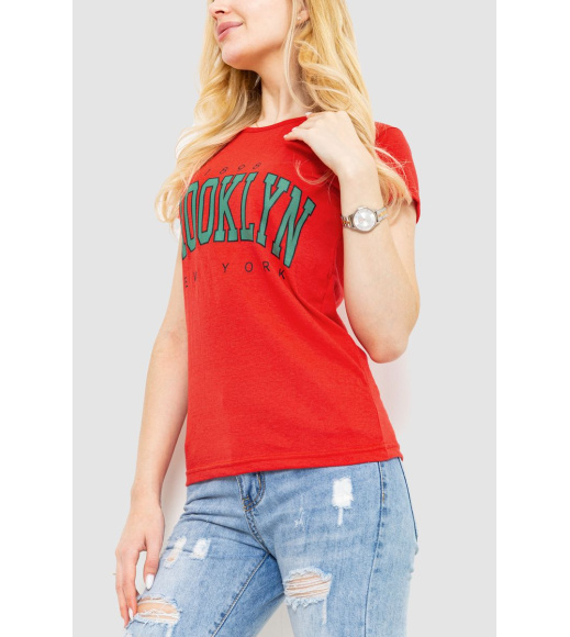 Футболка женская с принтом, цвет красный, 221R3061