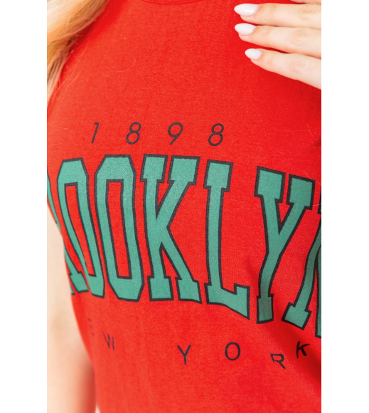 Футболка женская с принтом, цвет красный, 221R3061