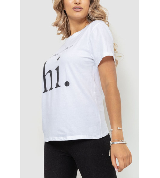 Жіноча футболка, білого кольору з принтом, 198R001