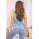 Голубая женская футболка, из натуральной ткани, 102R289-1