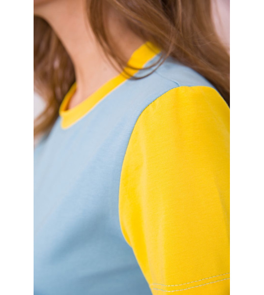 Голубая женская футболка, из натуральной ткани, 102R289-1