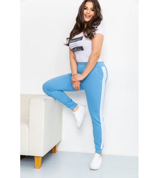 Спортивні штани жіночі двонитка, колір блакитний, 219RB-3004