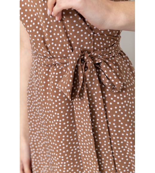Сарафан в горох, цвет коричнево-белый, 241R157