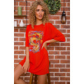 Удлиненная женская футболка, с принтом, цвет Терракотовый, 117R1021-1