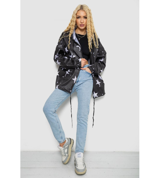 Ветровка женская с капюшоном, цвет черный, 238R102-4