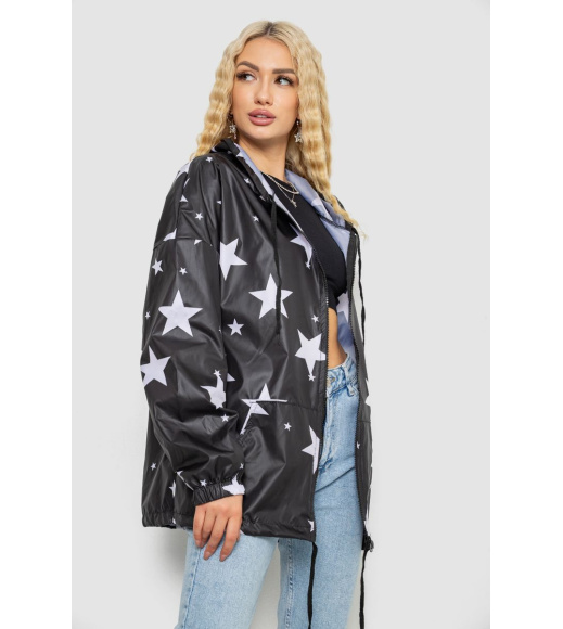 Ветровка женская с капюшоном, цвет черный, 238R102-4