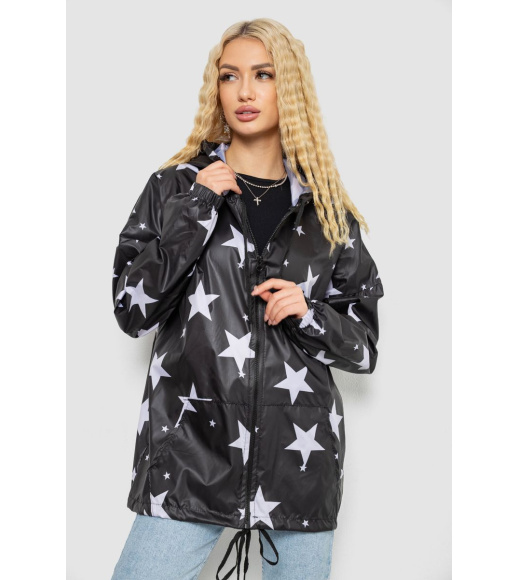 Ветровка женская с капюшоном, цвет черный, 238R102-4