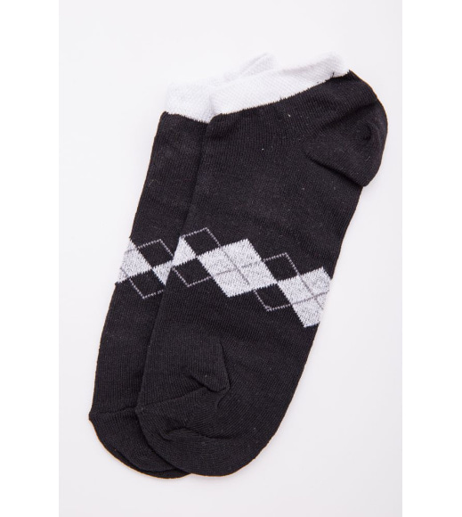 Жіночі короткі шкарпетки, чорного кольору з ромбами, 131R137108