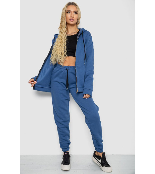 Спорт костюм женский на флисе, цвет джинс, 244R7777