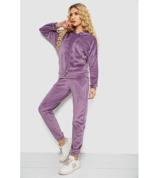Спортивный костюм женский велюровый, цвет темно-сиреневый, 177R022-1