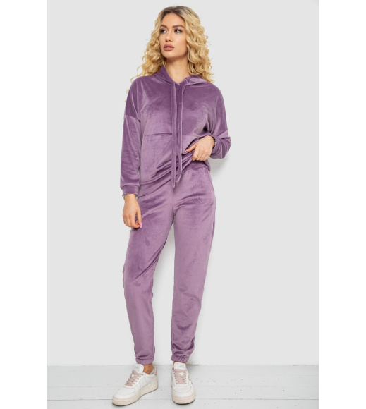 Спортивный костюм женский велюровый, цвет темно-сиреневый, 177R022-1