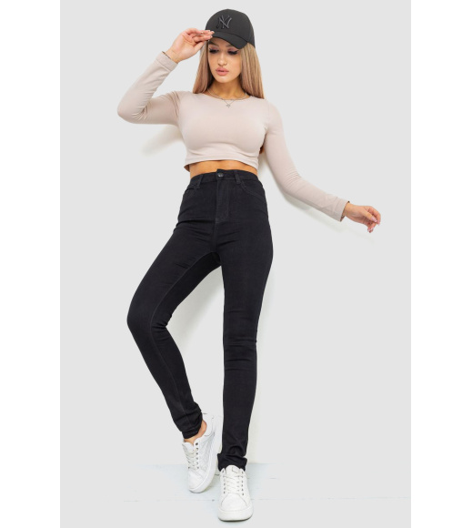 Джинсы женские стрейч, цвет черный, 214R1433