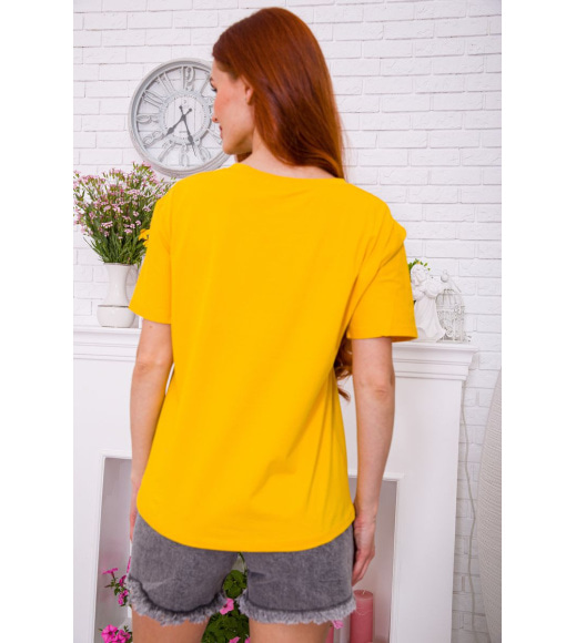 Горчичная женская футболка, свободного кроя, 198R015