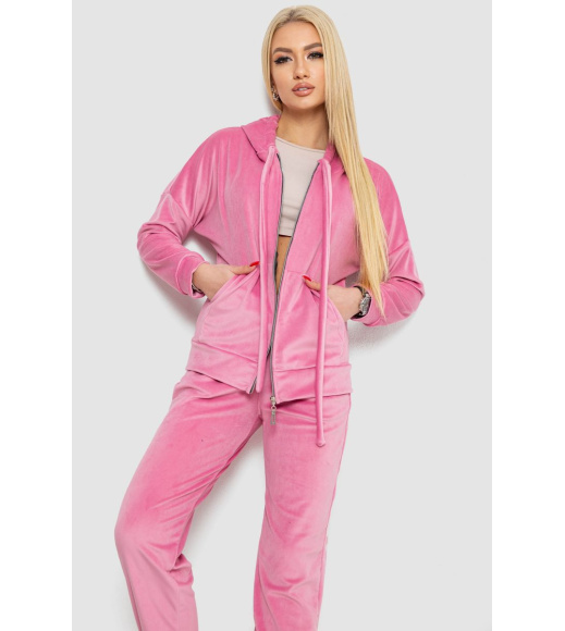 Спортивный костюм женский велюровый, цвет розовый, 177R018