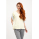 Футболка-блузка нарядная женская вырез декольте, рукав с бахромой 117R107 Желтая