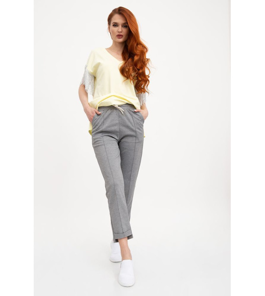 Футболка-блузка нарядная женская вырез декольте, рукав с бахромой 117R107 Желтая