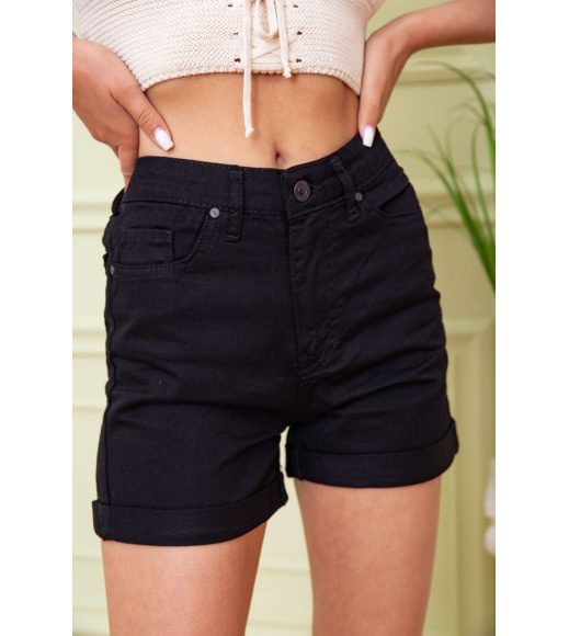Женские джинсовые шорты кэжуал, черного цвета, 164R2106