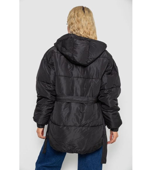 Куртка женская демисезонная с поясом, цвет черный, 207R2023