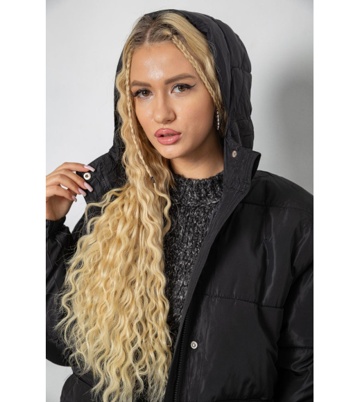 Куртка женская демисезонная с поясом, цвет черный, 207R2023