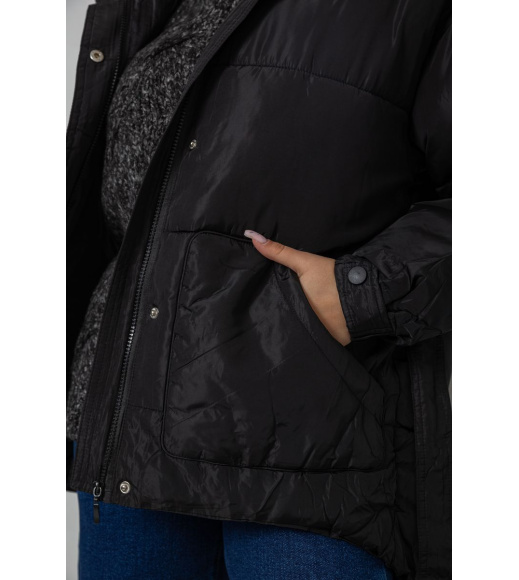 Куртка женская демисезонная с поясом, цвет черный, 207R2023