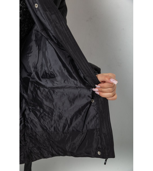 Куртка женская демисезонная с поясом, цвет черный, 207R2023