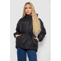 Куртка женская демисезонная с поясом, цвет черный, 207R2023