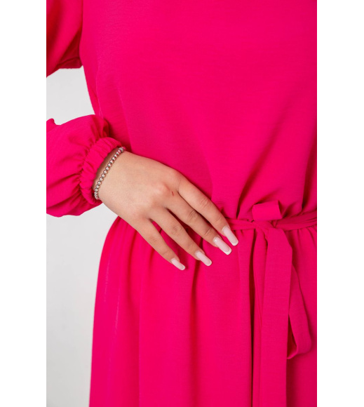 Платье однотонное жатка, цвет малиновый, 214R0226-1