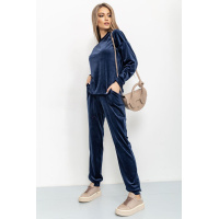 Спортивный костюм женский велюровый, цвет темно-синий, 177R021