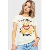 Футболка женская с принтом, цвет лимонный, 190R101