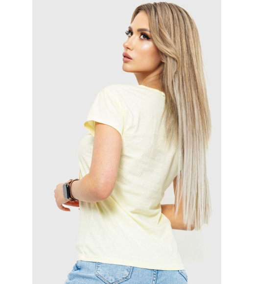 Жіноча футболка з принтом, колір лимонний, 190R101