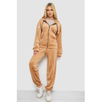 Спортивный костюм женский велюровый, цвет темно-бежевый, 238R107