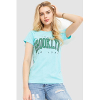 Футболка женская с принтом, цвет бирюзовый, 221R3061