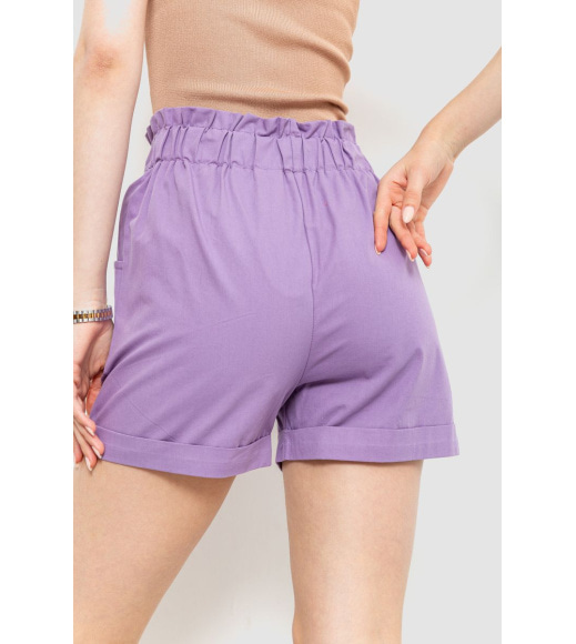 Шорты женские на резинке с манжетом, цвет светло-фиолетовый, 214R811