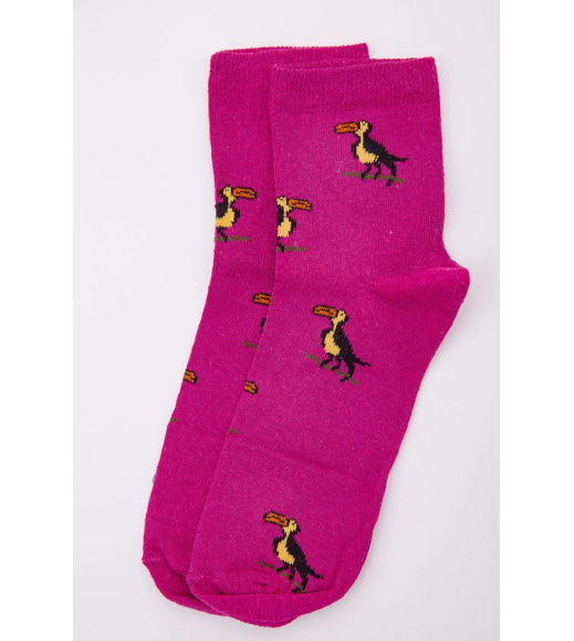 Жіночі шкарпетки, кольору фуксії з принтом, середньої довжини, 167R346