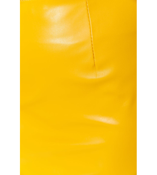 Юбка прямого кроя из экокожи, цвет горчичный, 214R620
